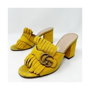 Gucci GG Suede Fringe Mule Slides Womens Size EU 36.5